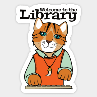 Library Welcome Tiger Cat Sticker